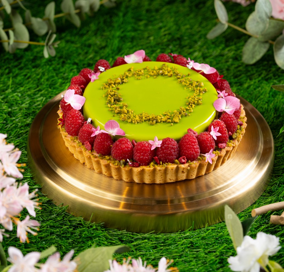 Cake of the Month - Pistachio and Raspberry Tart 